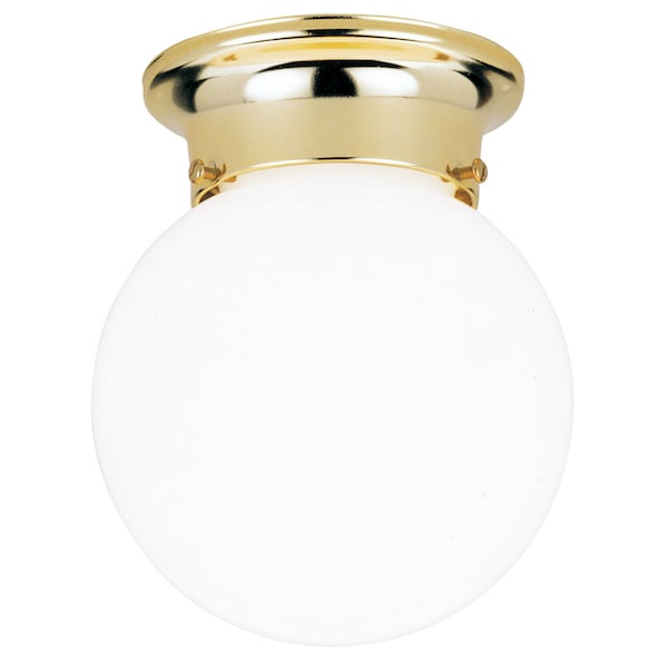 Westinghouse Westinghouse 7-1/4 in. H X 6 in. W X 6 in. L Polished Brass White Ceiling Light 66677 - main